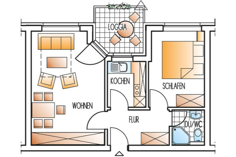 Ferienwohnung B - Grundriss