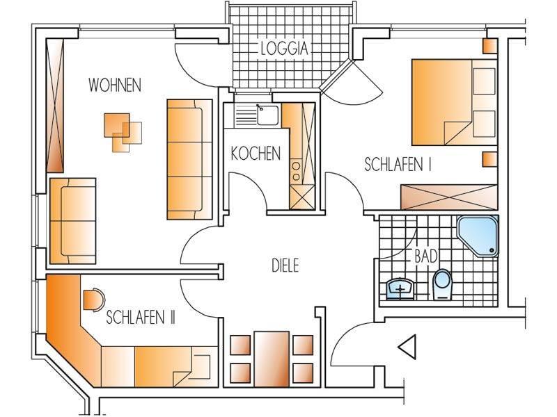 Ferienwohnung C - Grundriss