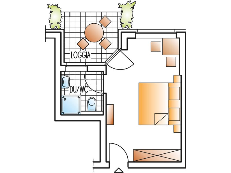 Doppelzimmer (Balkon/Terrasse) - Grundriss